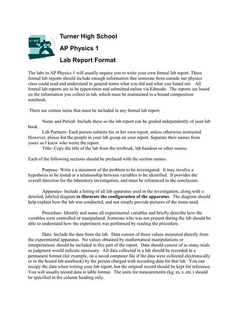 ap physics lab report template